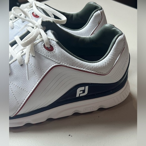 Men’s Worn Once? Footjoy FJ Pro S/L Size 8 Spikeless Golf Shoes White Blue main image 12